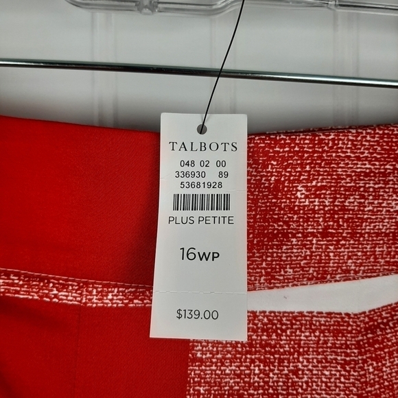 Talbots Gingham Plaid Full Skirt Plus Petite Size16W Red White Hemmed Length 21" - Picture 5 of 9